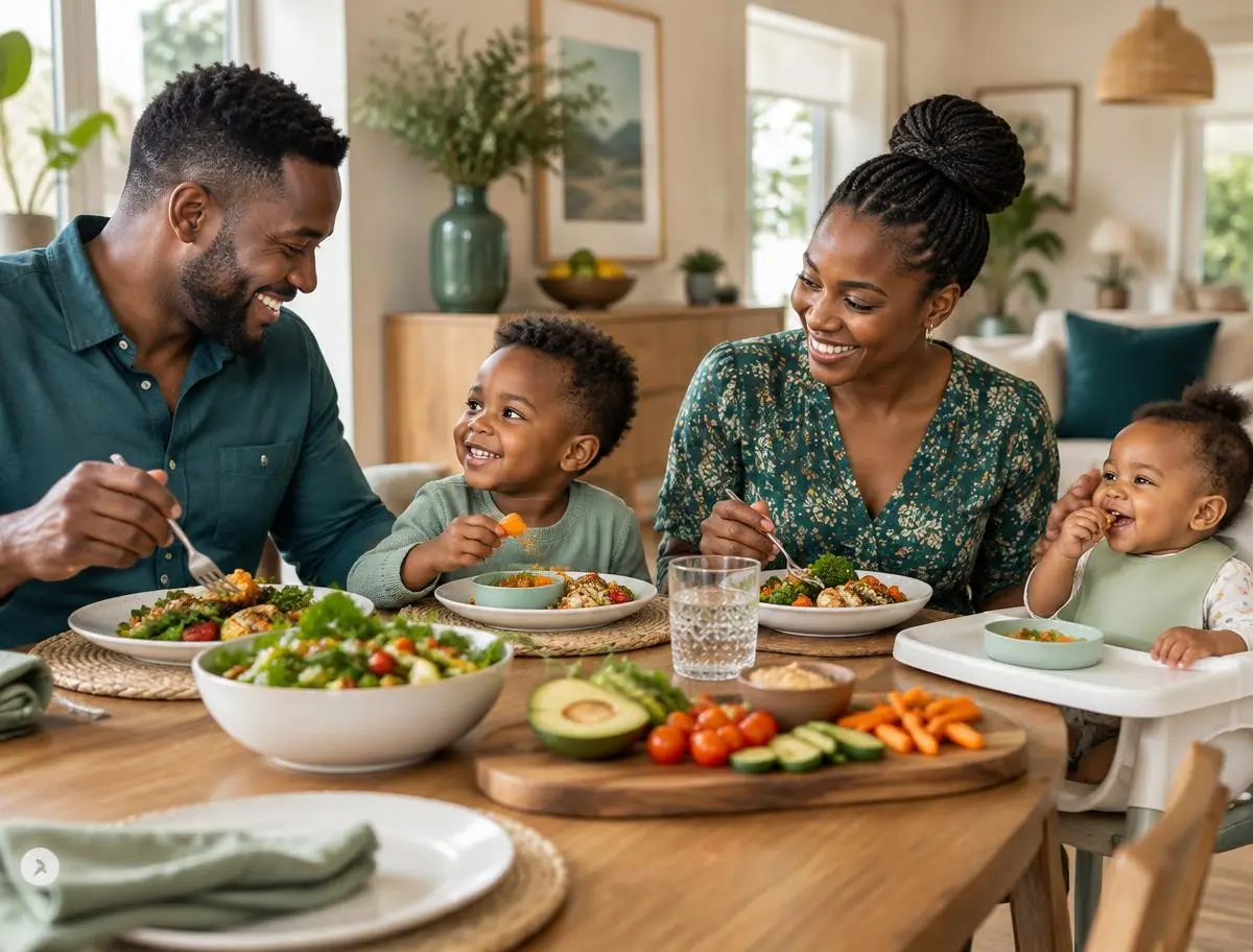 A family enjoying a healthy meal together